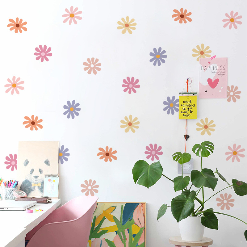 Baby Nursery Wall Stickers - 4pcs/set Boho Daisy Flower Wall Decals