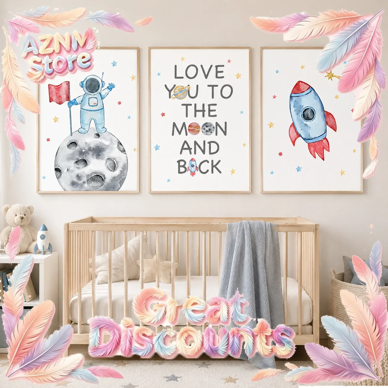 Baby Boy Nursery Quotes - Nursery Wall Art Space Astronaut Quotes