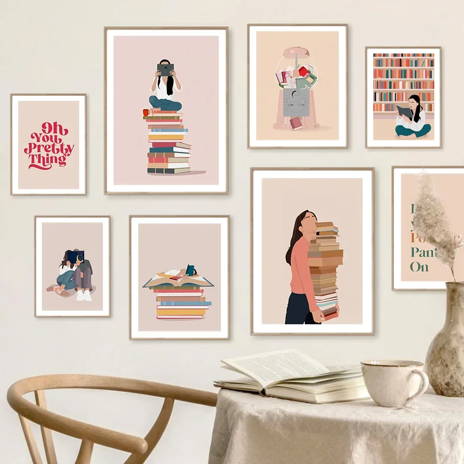 Baby Boy Nursery Quotes - 1PC Frameless Abstract Girl Reading Book
