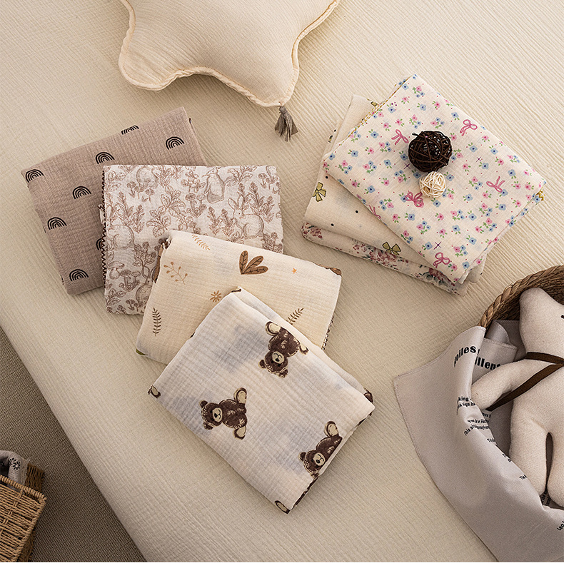 Baby Boy Nursery Quilt - Baby Summer Swaddle Blanket Newborn Floral