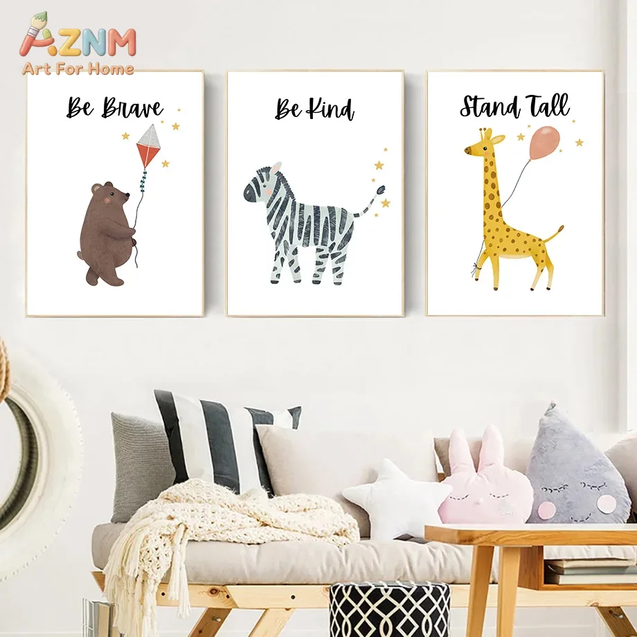 Baby Nursery Prints - AZNM Be Brave Kind Stand Tall