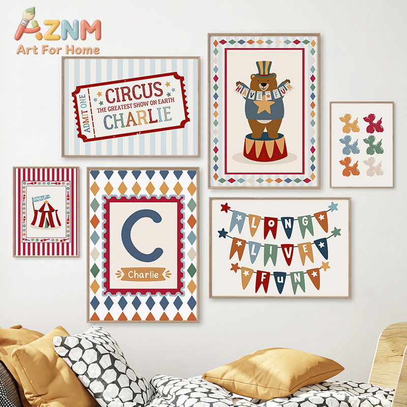 Baby Nursery Prints - Circus Bear Magician Dog Quote Nursery