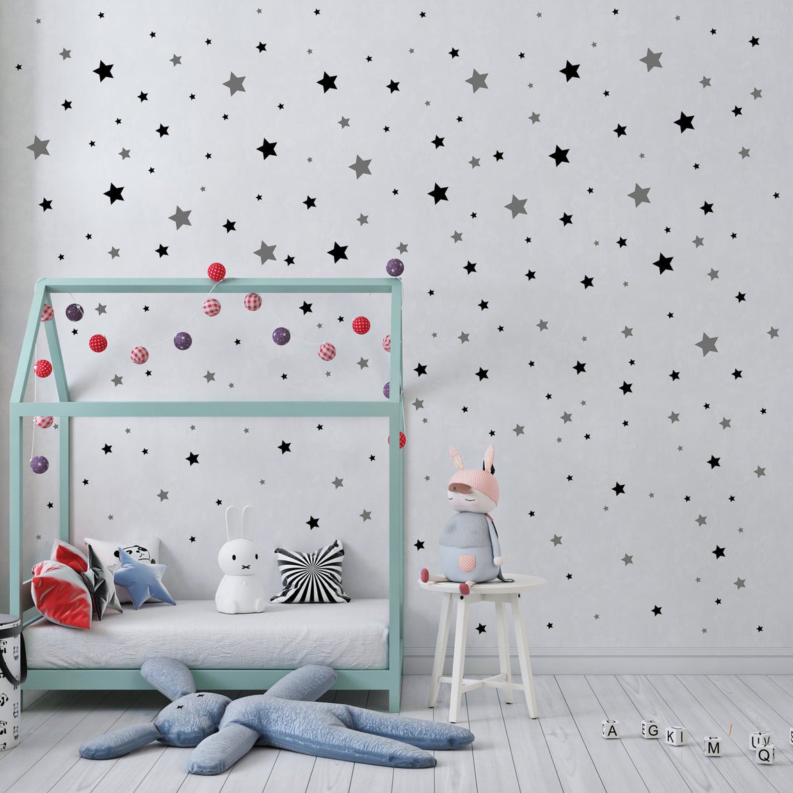 Cartoon 65Pcs Star Wall Sticke - Baby Nursery Wall Stickers review and price