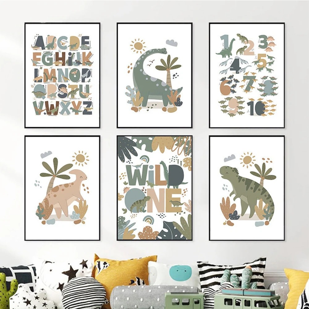 Nordic Cute Baby Dinosaur Wall - Baby Nursery Prints review and price