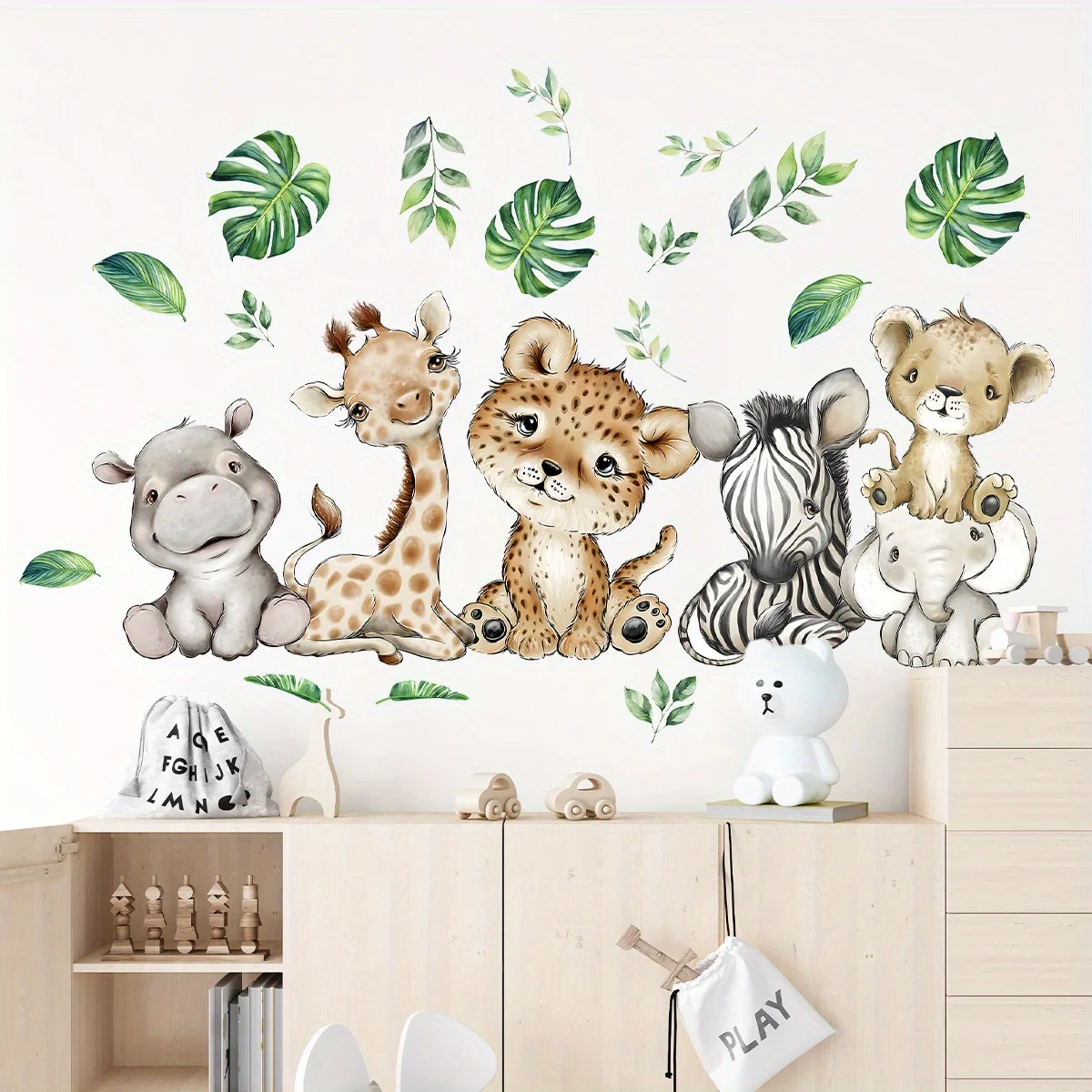 1PC Cartoon Cute Hippo Tiger E - Baby Nursery Wall Stickers review and price