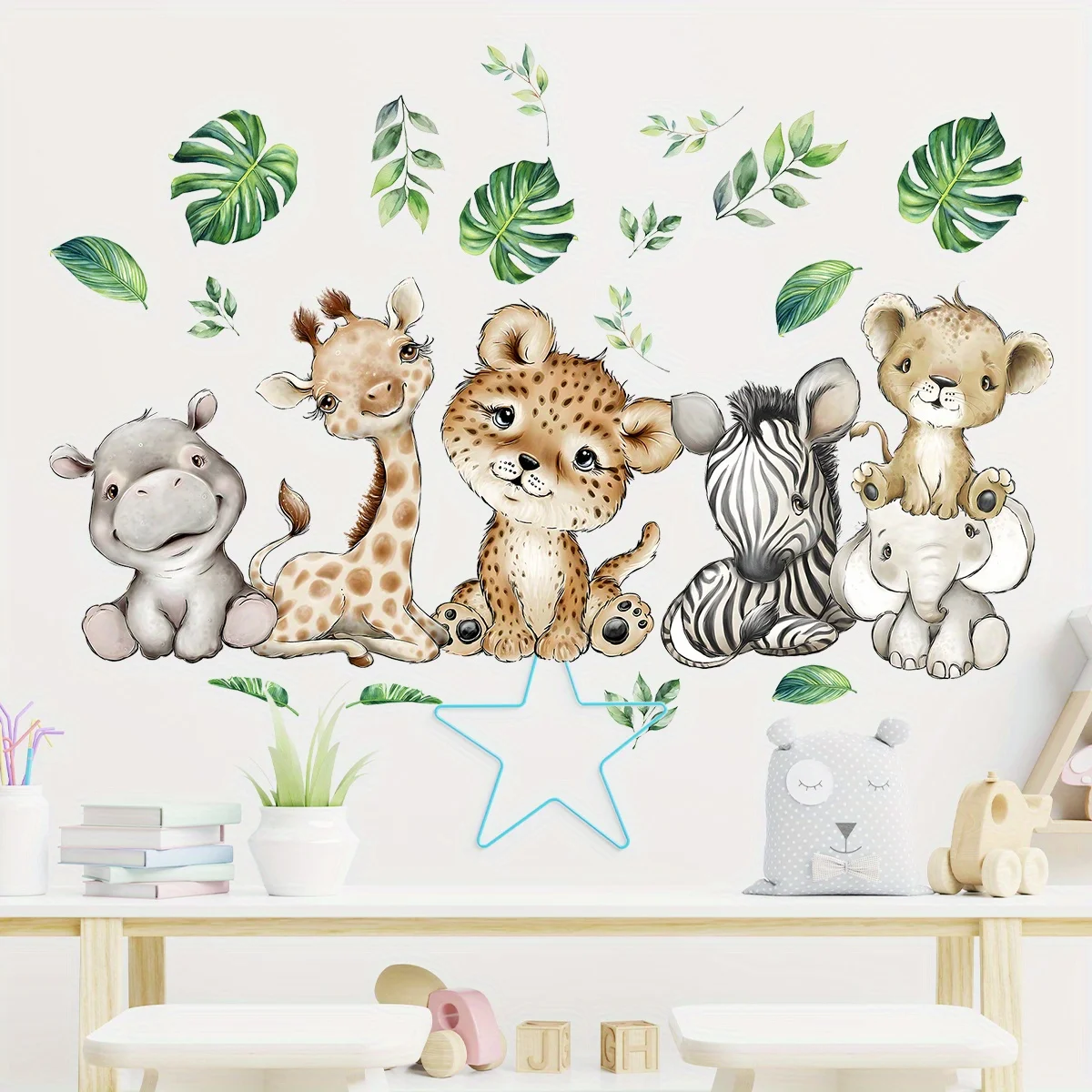 1PC Cartoon Cute Hippo Tiger E - Baby Nursery Wall Stickers review and price
