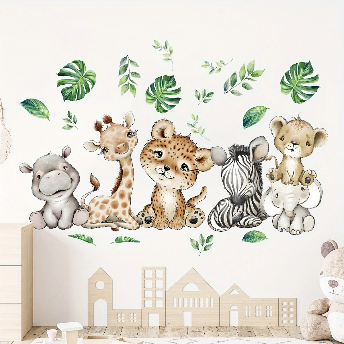1PC Cartoon Cute Hippo Tiger E - Baby Nursery Wall Stickers review and price