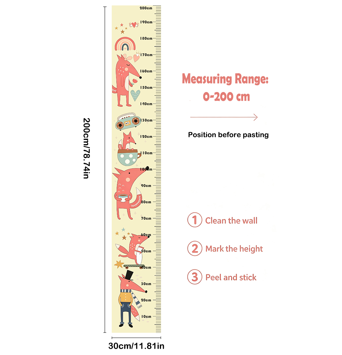 Lovely Animal Fox Kids Height  - Baby Nursery Wall Stickers review and price