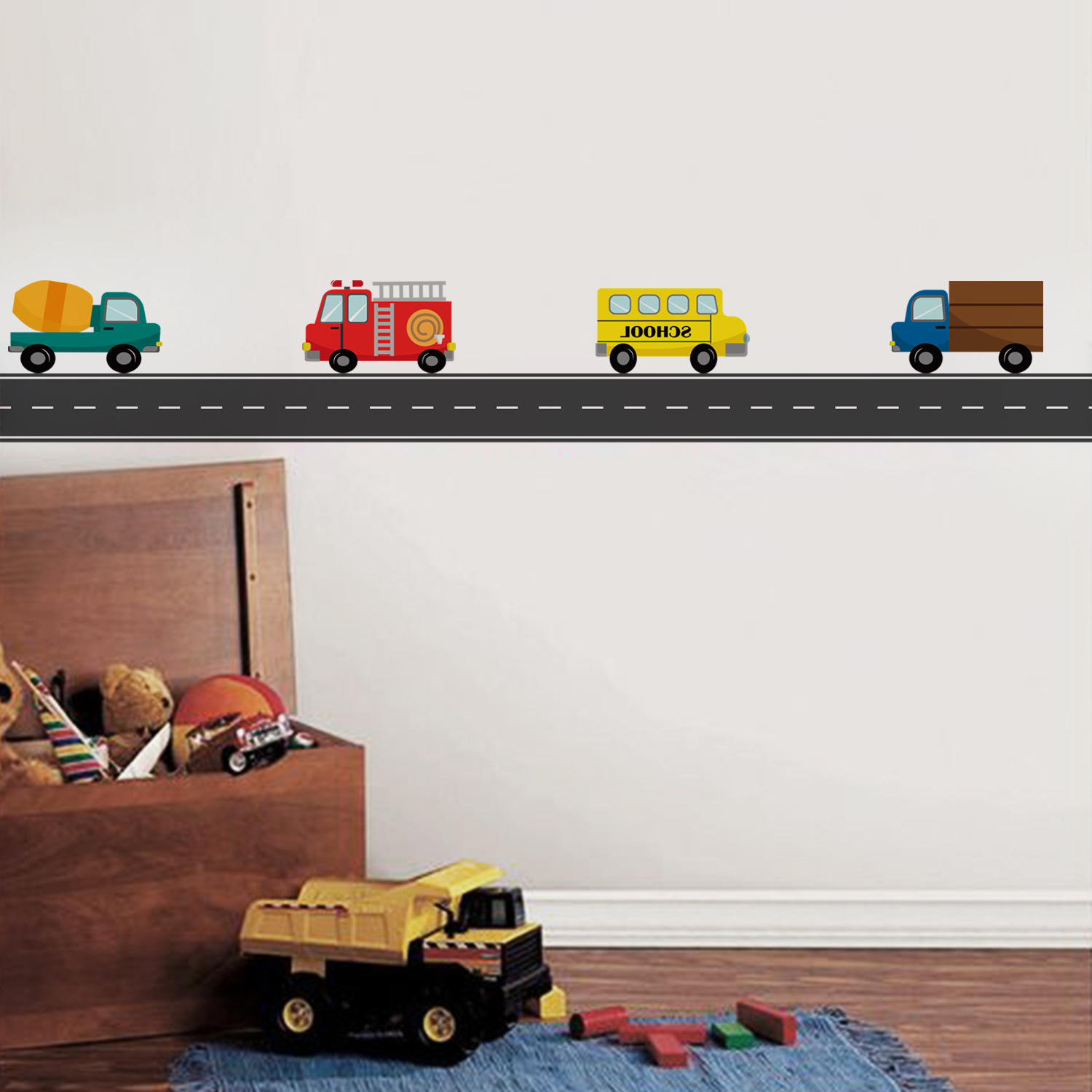 Cartoon Kids Transport Car Tru - Baby Nursery Wall Stickers review and price