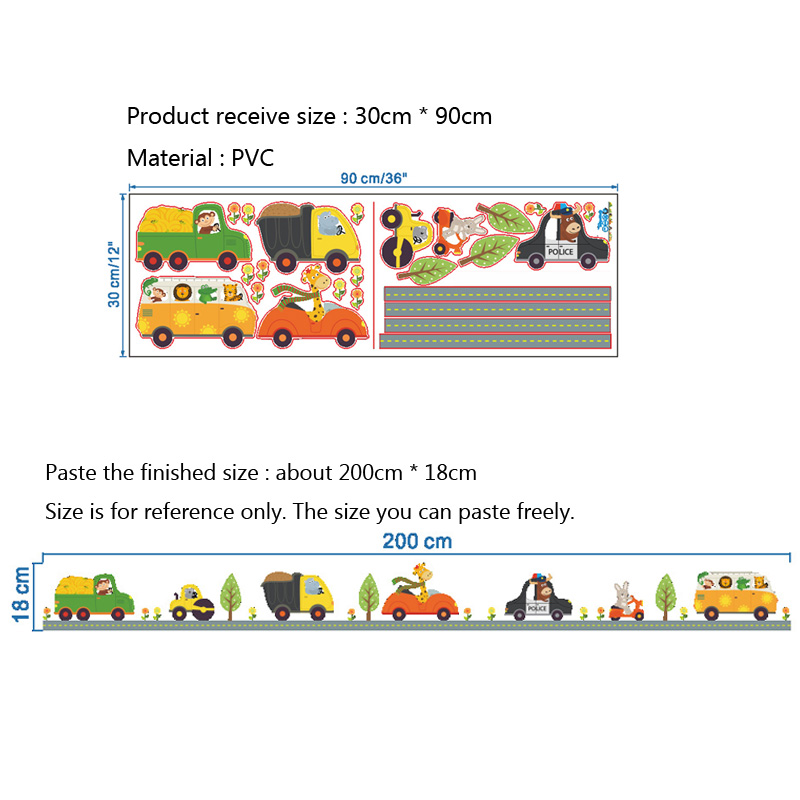 Cartoon Animals Car Wall Stick - Baby Nursery Wall Stickers review and price