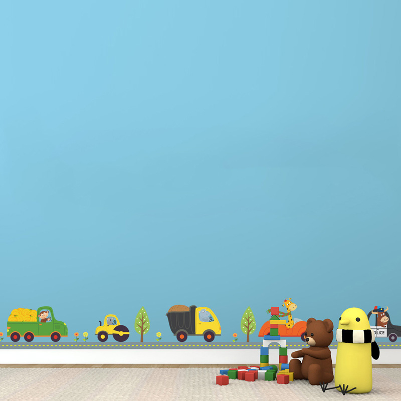 Cartoon Animals Car Wall Stick - Baby Nursery Wall Stickers review and price