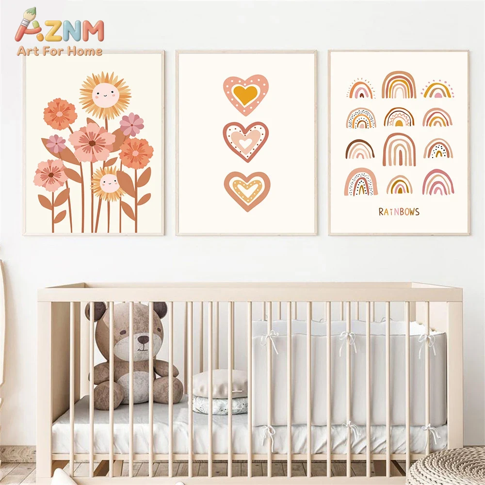 AZNM Boho Cute Sunflower Heart - Baby Nursery Prints review and price