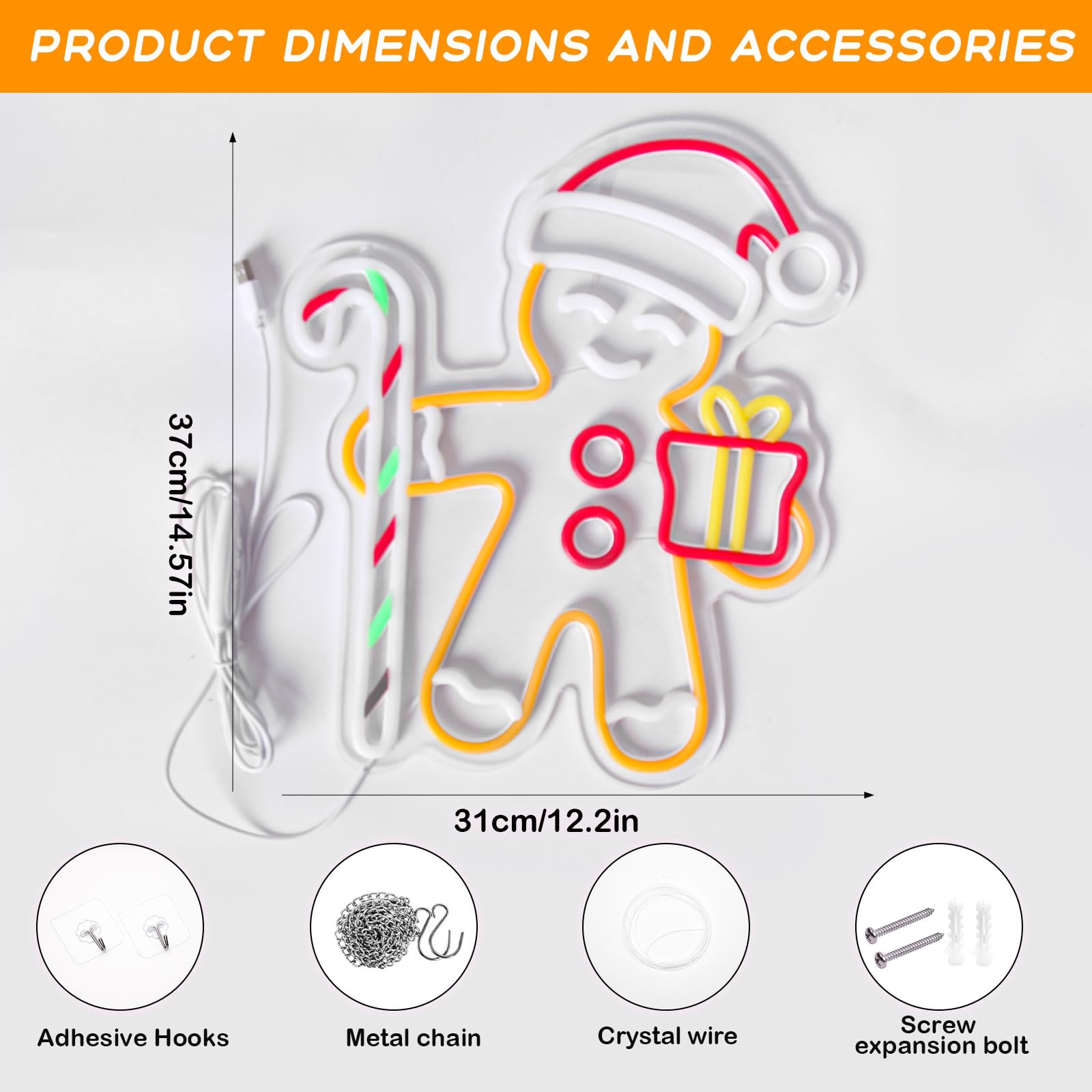 Gingerbread Man LED Neon Sign  - Baby Nursery Wall Lights review and price