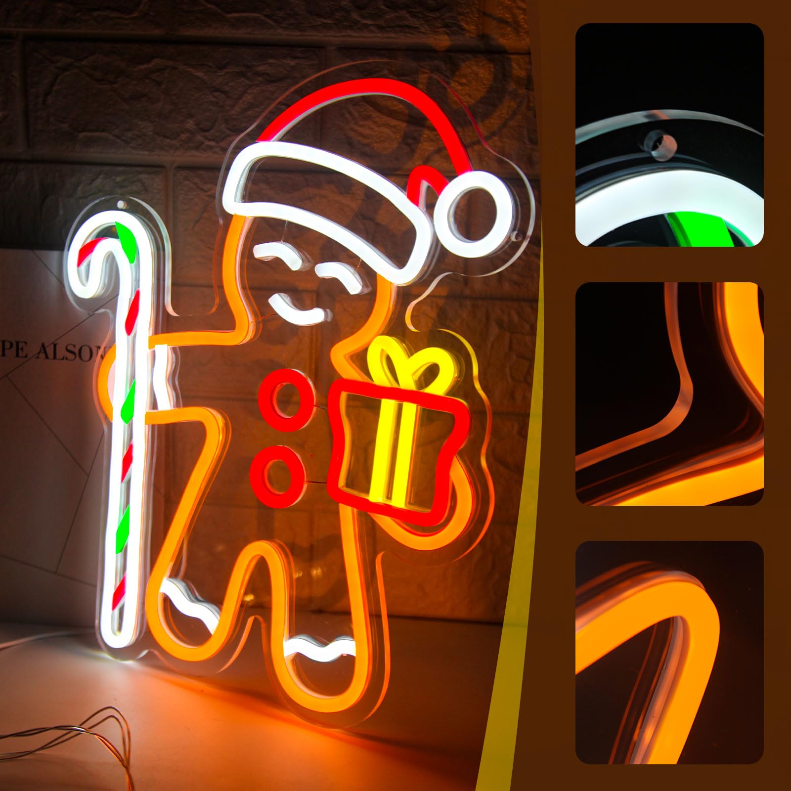 Gingerbread Man LED Neon Sign  - Baby Nursery Wall Lights review and price