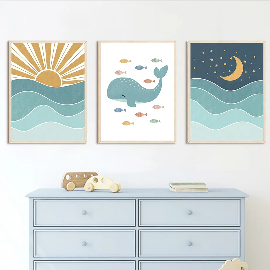 Fish Whale Seagull Sunrise Sun - Baby Boy Nursery Quotes review and price