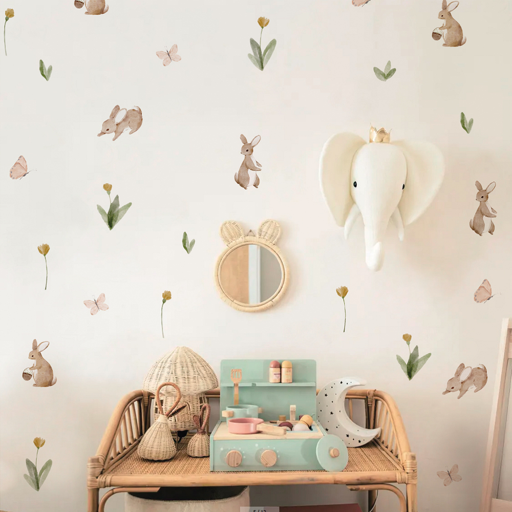 Summertime Watercolor  Cute Bu - Baby Nursery Wall Stickers review and price