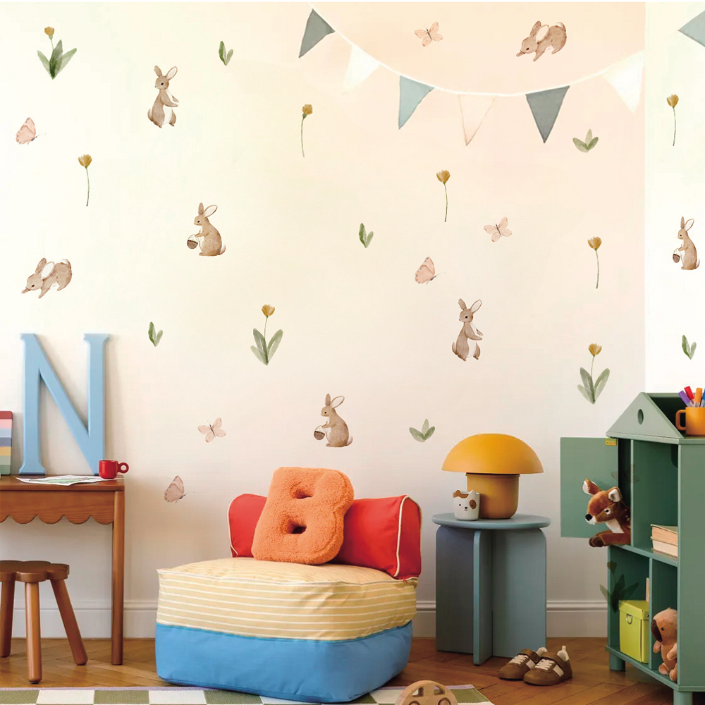 Summertime Watercolor  Cute Bu - Baby Nursery Wall Stickers review and price