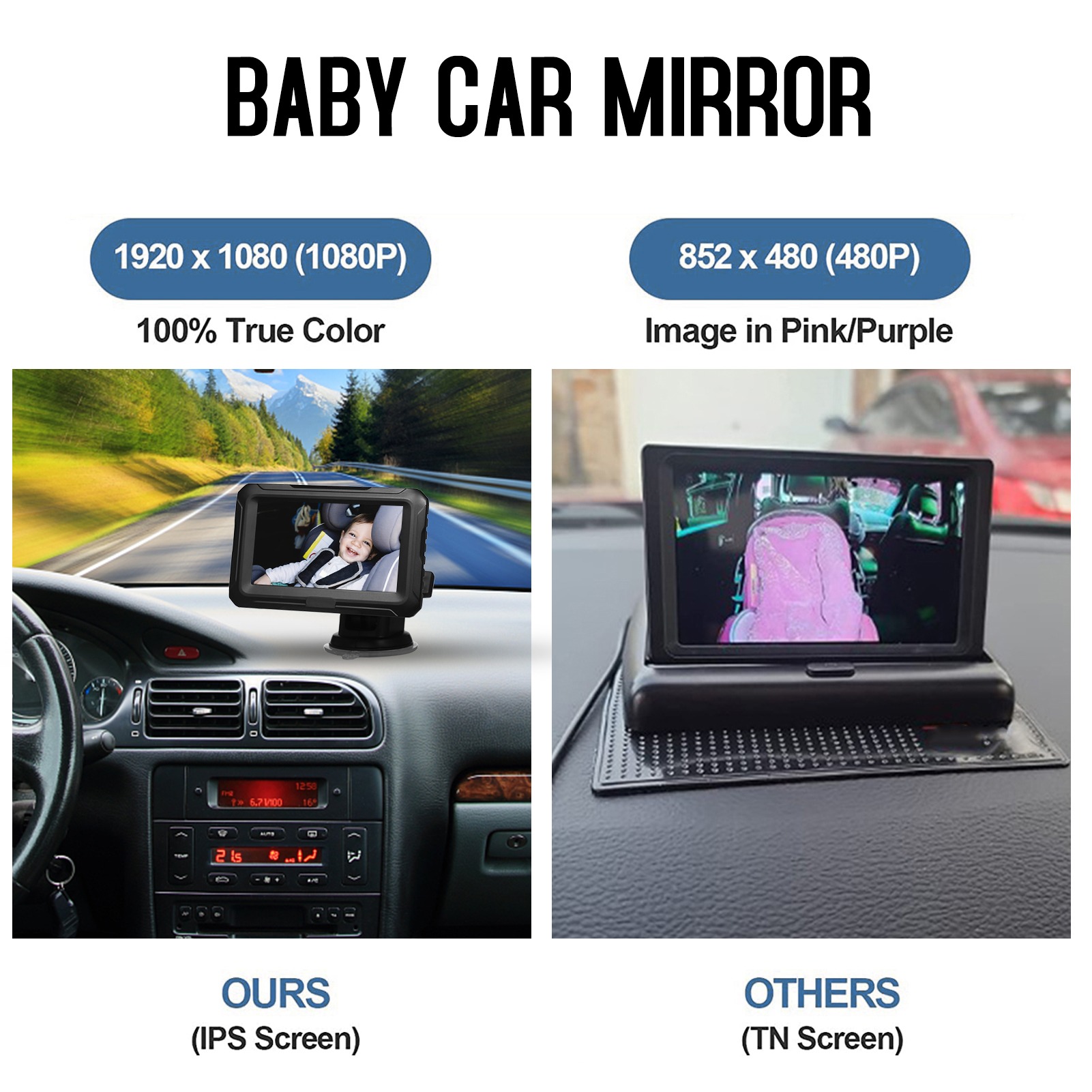 1080P Baby Car Mirror with 4.3 - Baby Nursery Camera review and price