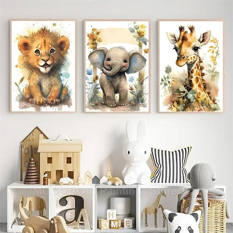 Watercolor Lion Giraffe Tiger  - Baby Nursery Prints review and price