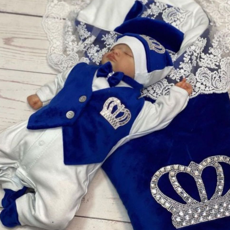 Royal Blue Velvet Baby Romper  - Baby Nursery Outfits review and price