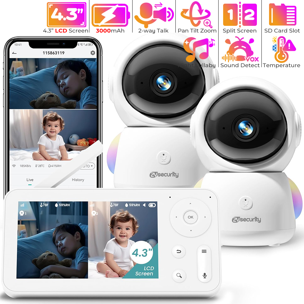 2K Baby Monitor with 2 Cameras - Baby Nursery Camera review and price