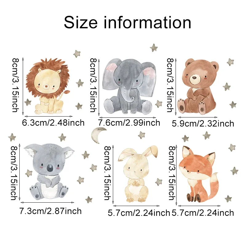 1/2/4/6set Cartoon Animals Wal - Baby Nursery Wall Stickers review and price